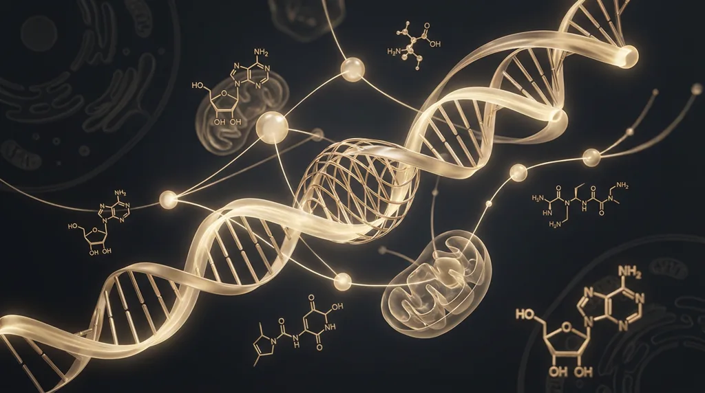 Gold longevity peptide illustration — Aura Labs anti-aging peptides