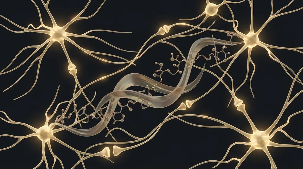Gold neural focus peptide illustration — Aura Labs cognitive peptides