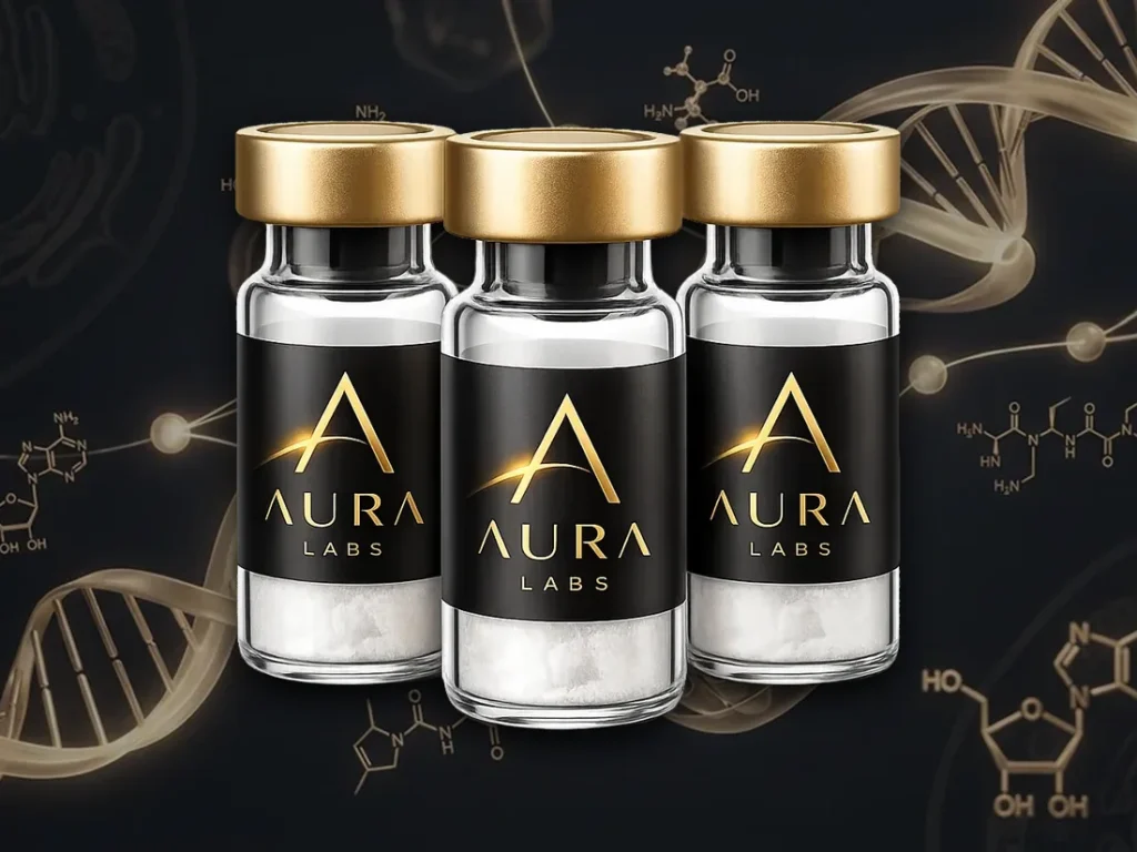 Aura Labs research peptide vials — antiaging bundle