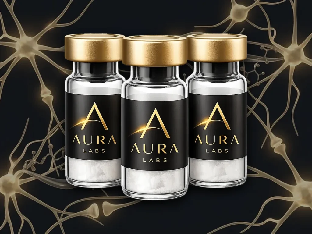 Aura Labs research peptide vials — cognitive bundle